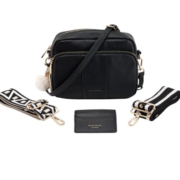 Pom Pom London Original Plus Leather Crossbody Bag w/ Accessories  0273 - Picture 1 of 1